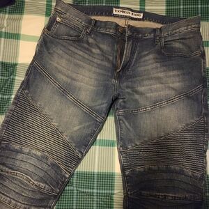 Express Blue Jeans with Ribbed Accents